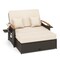 Convertible Patio Rattan Loveseat Daybed Set with Storage Ottoman